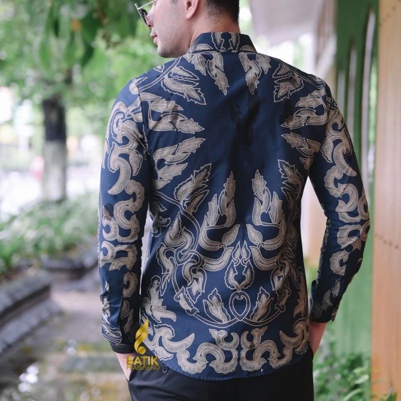 PRABUSANJAYA Kemeja Batik Pria Lengan Panjang Slim Fit Premium Modern Full Furing Katun Halus Sragenan