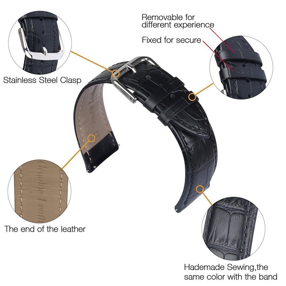 Leather Strap 20mm dan 22mm Samsung Watch Active Moto360 Amazfit LG Ticwatch
