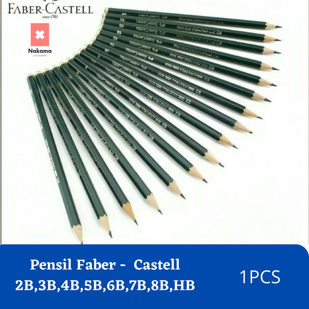 Jual Pensil Faber Castell 2B, 3B, 4B, 5B, 6B, 7B, 8B, HB Pencil Ujiian ...