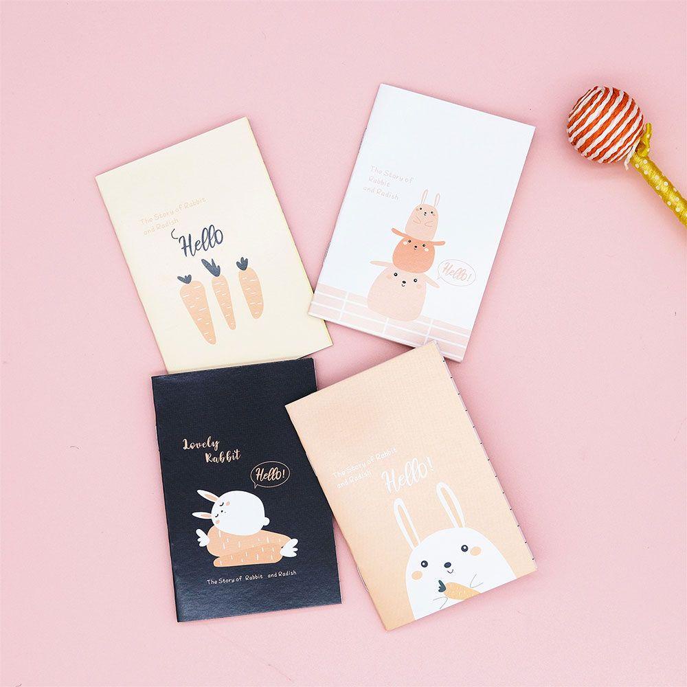 R-flower 4PCS/4buku Saku Mini Notepad Siswa Portable Diary Kartun Notebook