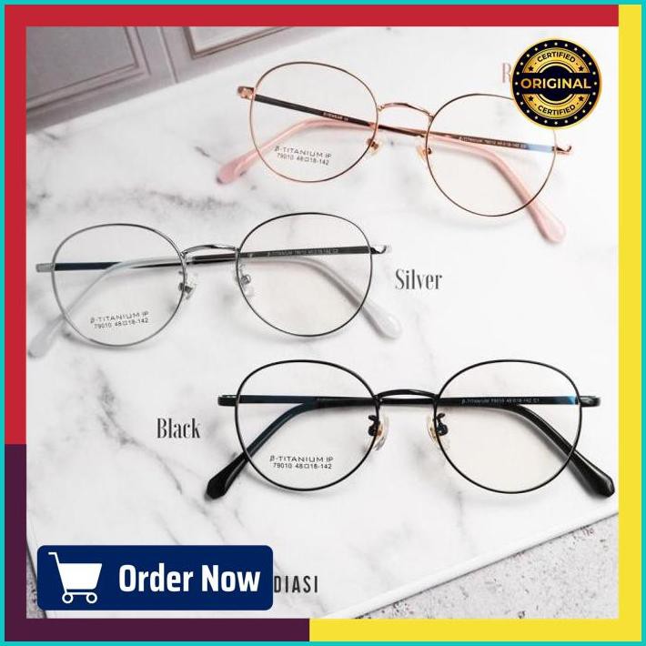 KACAMATA ANTI RADIASI - Frame Bulat TITANIUM Original DBP 79010 - Rose Gold