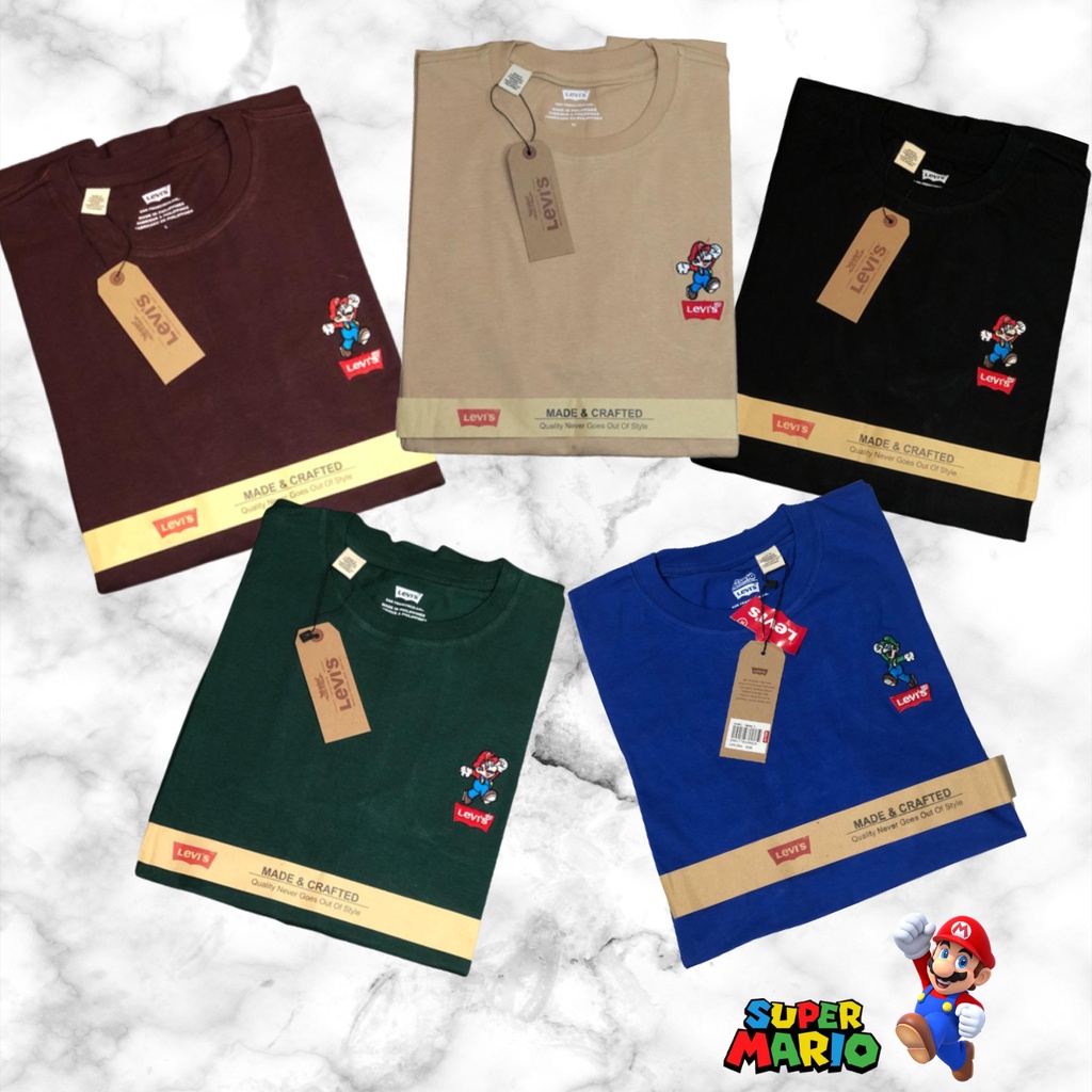 Kaos levis x mario bros pria wanita premium terbaru