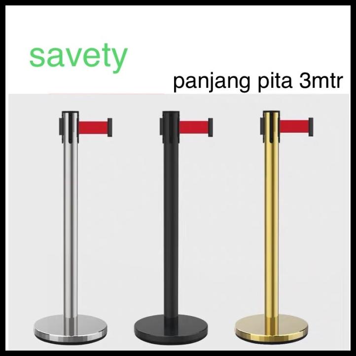 

Pita 3Mtr Tiang Antrian /Tiang Pembatas / Pembatas Antrian Stainless