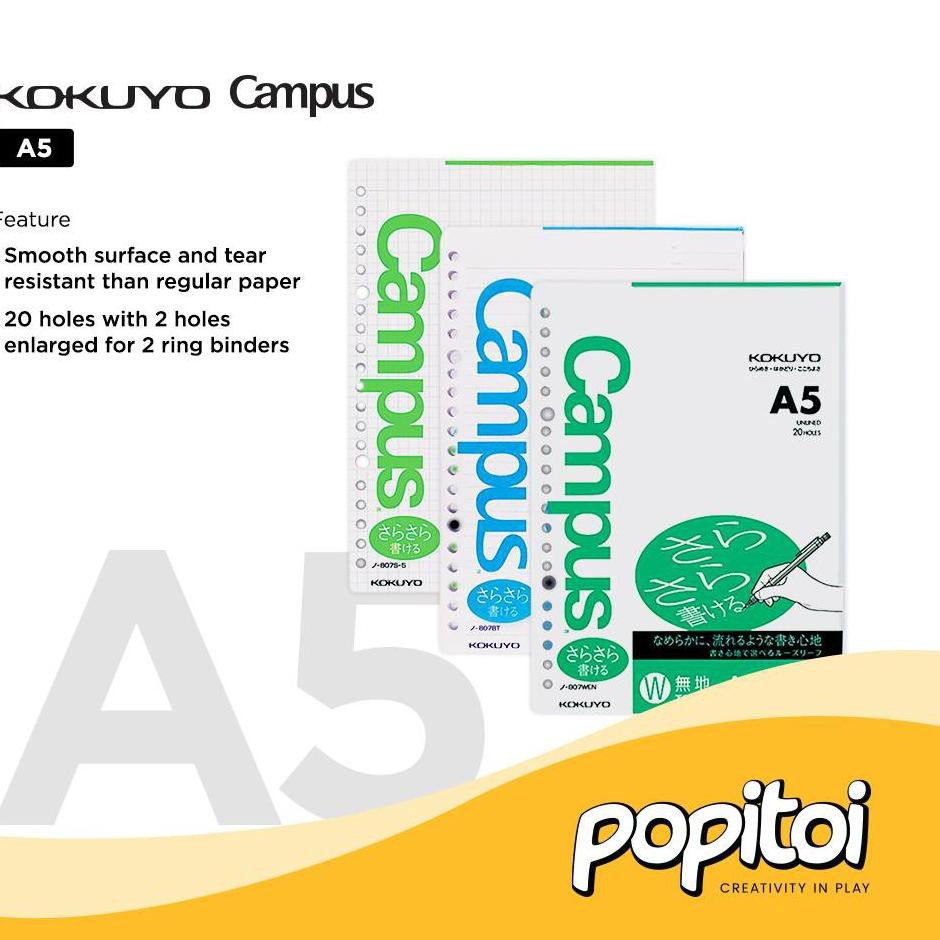 

KOKUYO Campus Paper Loose Leaf Refill A5 Kertas Isi Ulang Binder (ART. Q0438)