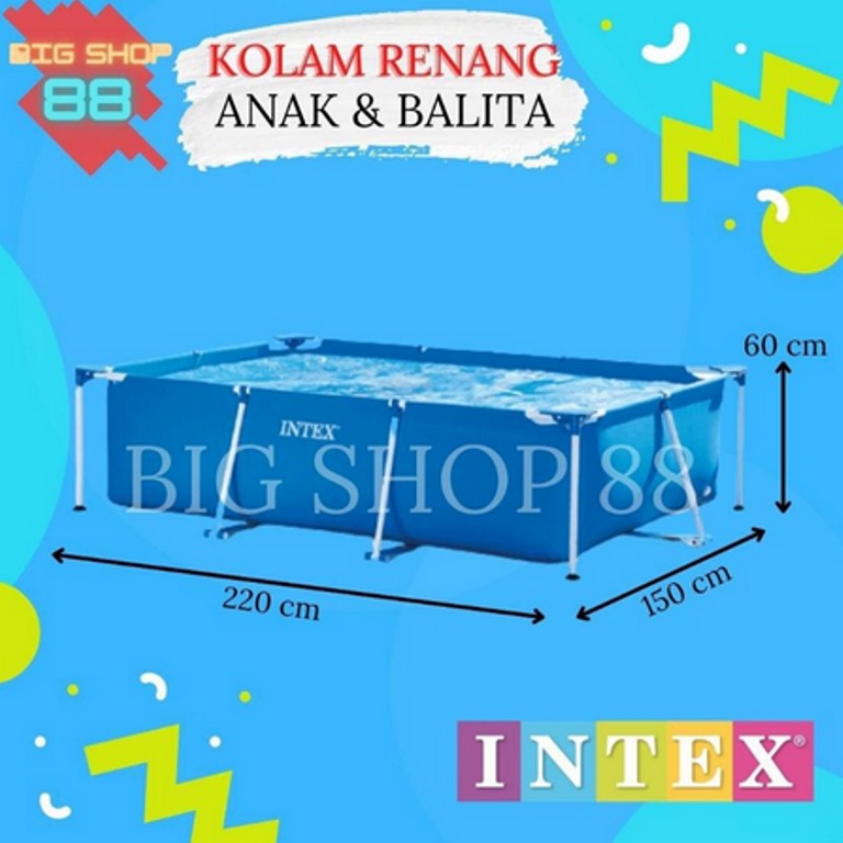 KOLAM RENANG PORTABLE KOLAM RENANG ANAK INTEX FRAME POOL 2 METER 220X150X60 CM