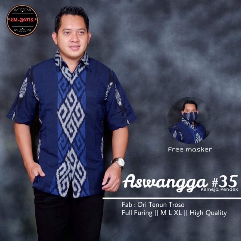 ASWANGGA 35 PEN Kemeja Batik Pria Solo Asli Lengan Pendek Katun Halus FULL FURING PREMIUM Ori Tenun 