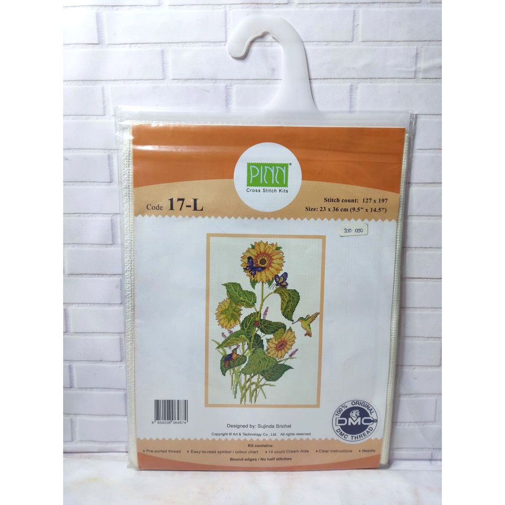 Paket DIY Craft Sulam Kristik Strimin Ori PINN 17-L Sunflower Bunga Matahari