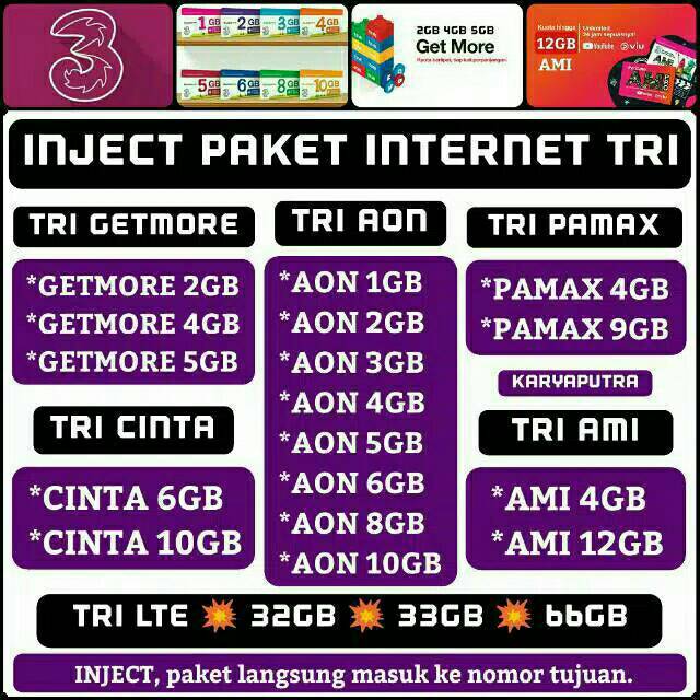 Promo Paket Internet Tri Full 24 Jam Shopee Indonesia