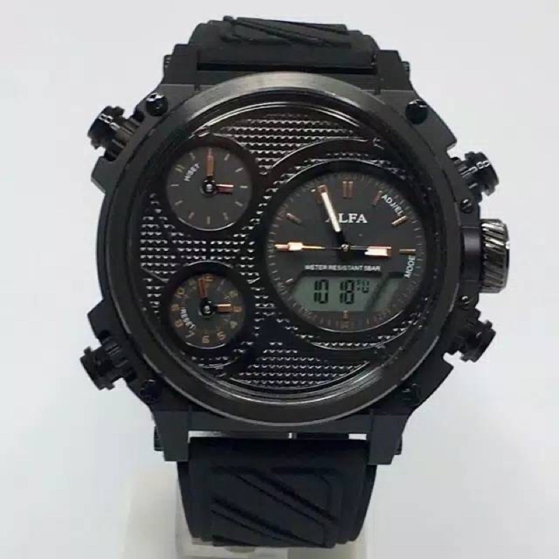 (Bisa cod) Jam Tangan ALFA Fourtime 4time (3Analog + 1Digital) Original 8005