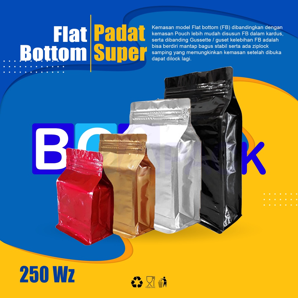 FLAT BOTTOM PADAT SUPER 250 WZ  - VALVE 120 GR  KEMASAN KOPI JAKARTA