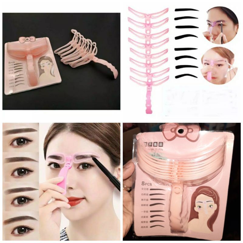 Cetakan Alis Mata Gagang 8 in 1 Eyebrow Template 8 Model Import