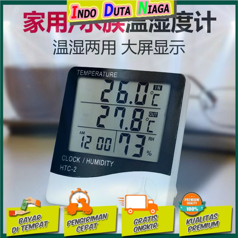 Taffware Digital Temperature Humidity Meter Clock Alarm Calender HTC-2