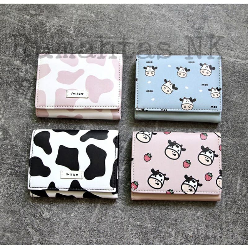 Dompet Kecil Wanita Lipat Mini Korea Tipis Caca Lucu Cewek Import Kulit Jeruk Sintetis Modis dibawa