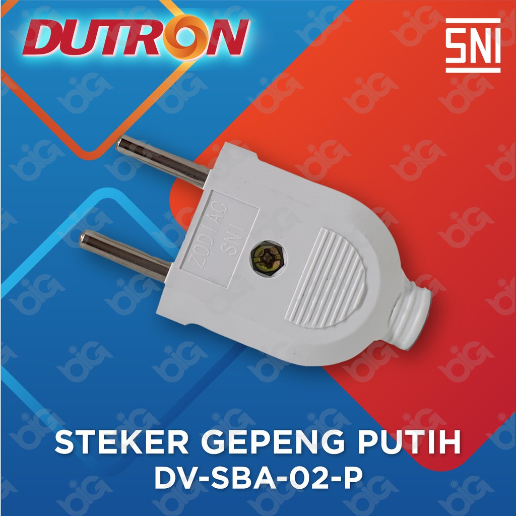 Steker Gepeng Dutron Steker Biasa Gepeng Dutron Putih Hitam DV-SBA-02