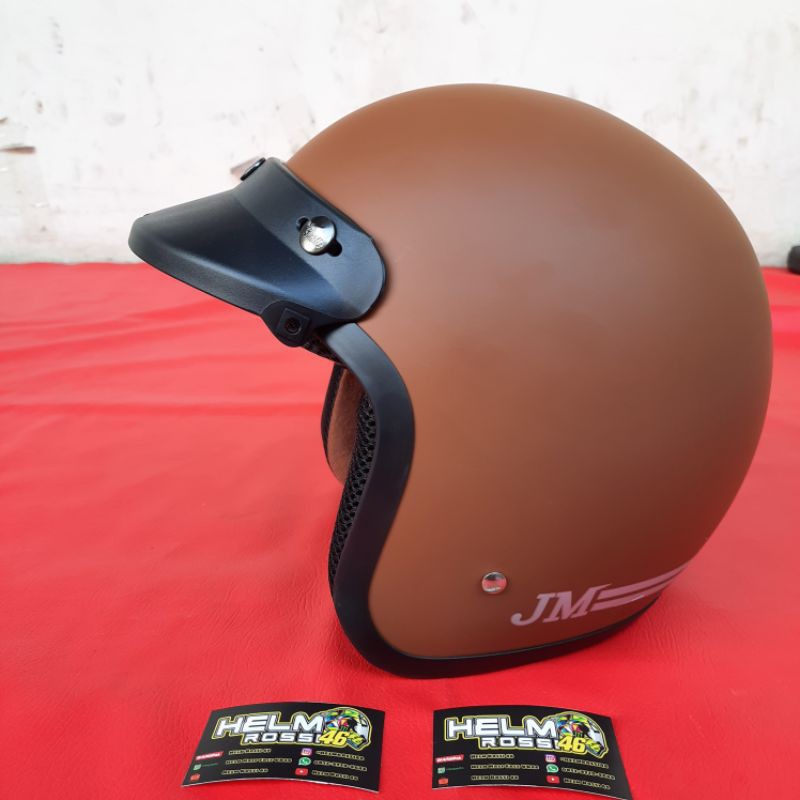 PET Helm Bogo Pendek Hitam RETRO TOPI KLASIK Vespa Matic Classic