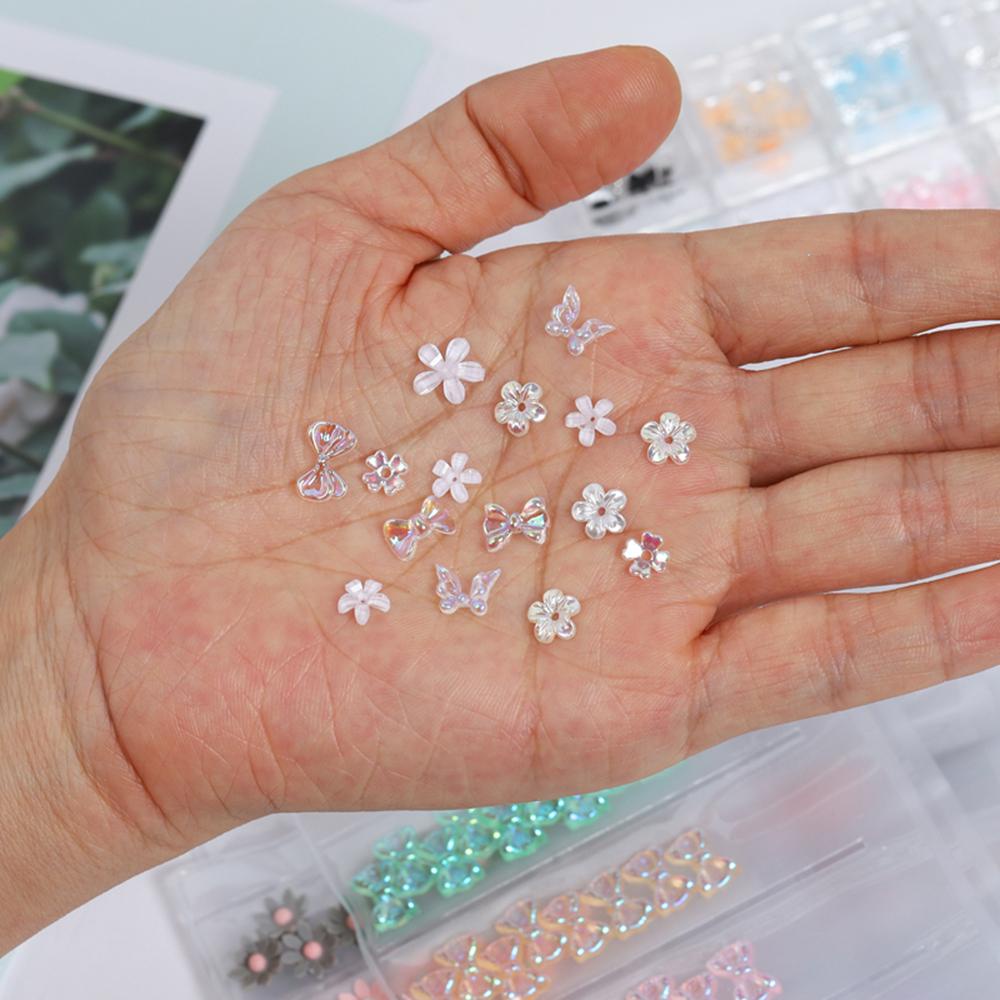 Agustin 3D Kupu-Kupu Dekorasi Kuku Lucu Kreatif Warna Permen Manicure DIY Tips Musim Semi Resin Kelopak Bunga Ikatan Simpul Perhiasan Kuku