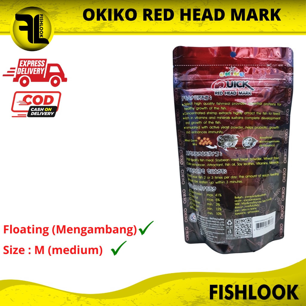 Okiko merah quick red head mark makanan pakan ikan louhan 100gr