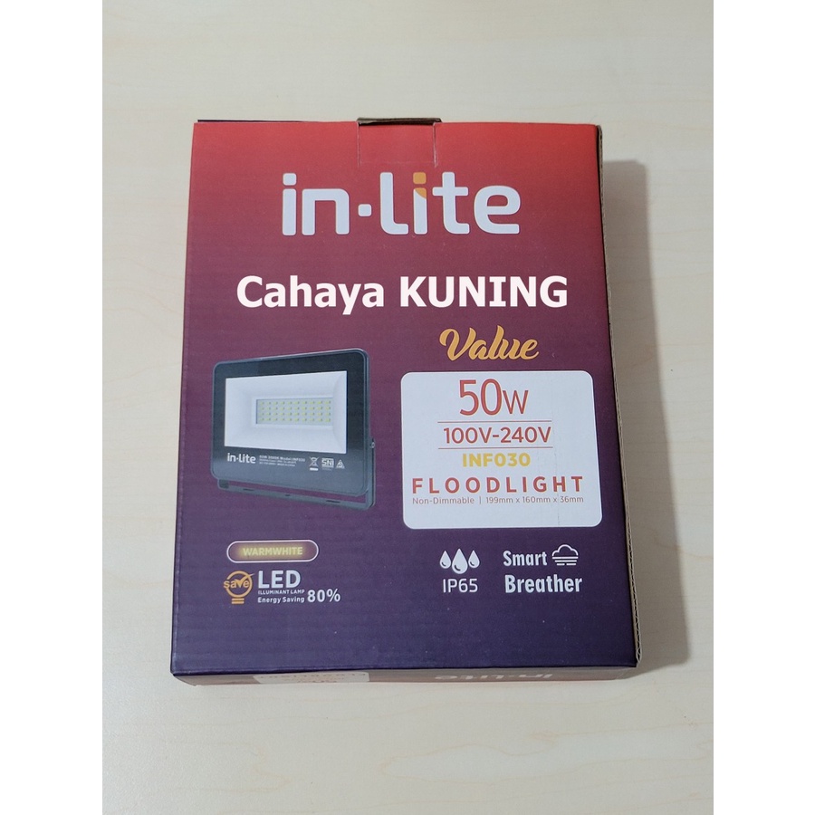 Lampu sorot 50watt KUNING LED inlite value INF030 in-lite floodlight