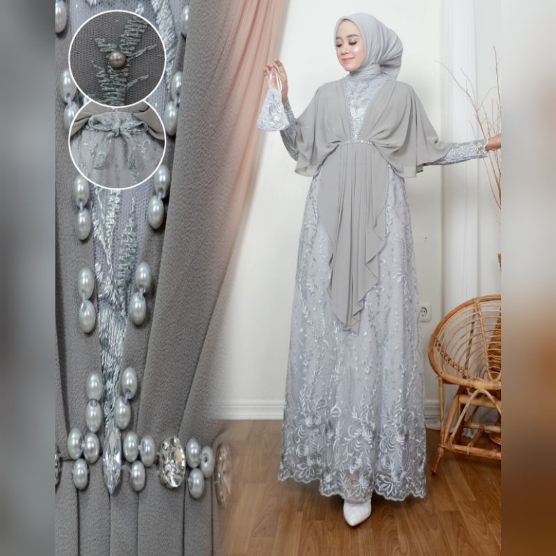 Permata Olshop / Gamis Khanza NK / Kebaya Modern / Gamis Brokat Kondangan / Kebaya Brukat Pesta Mewah