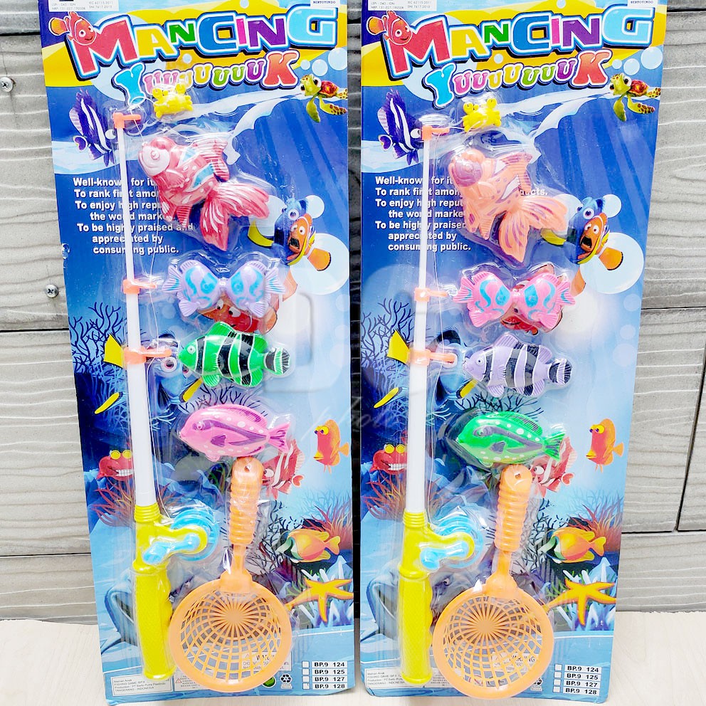 Mancing Yuk 128 Mainan Pancing 4 Ikan Magnet Joran Jaring Fishing Game