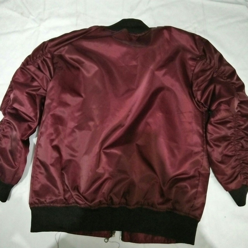 jaket bomber maroon scot resleting besi