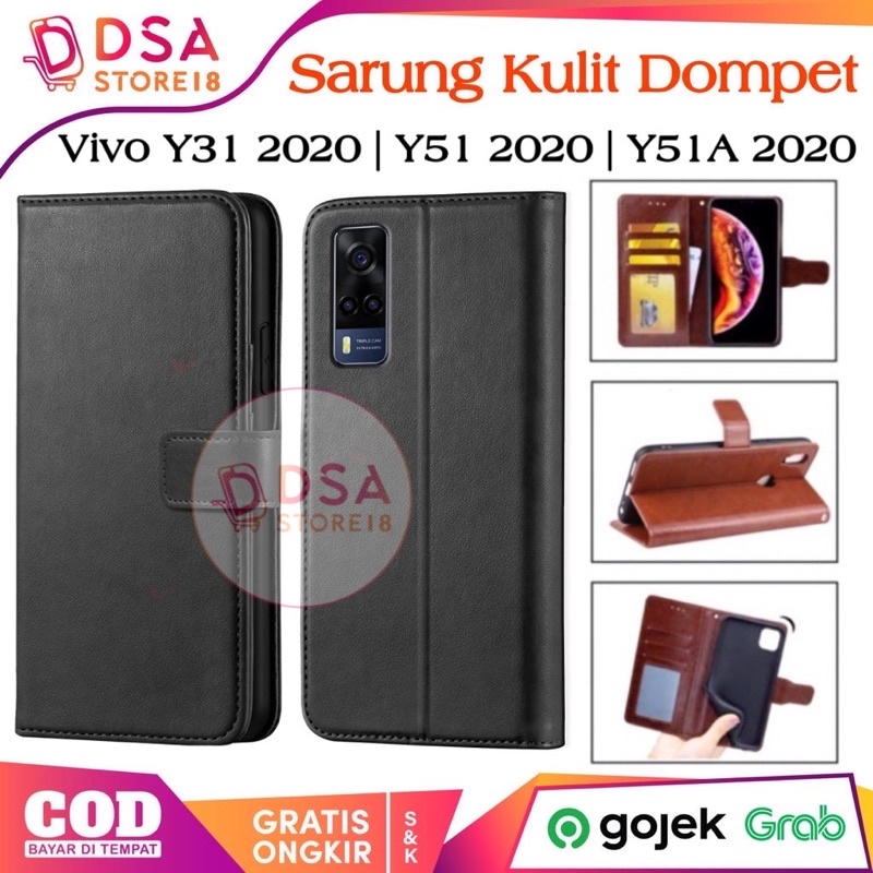 Case Vivo Y51 / Casing Vivo Y51A / Y31 Leather Case Flip Cover Wallet Dompet Hp Casing Kulit 2020
