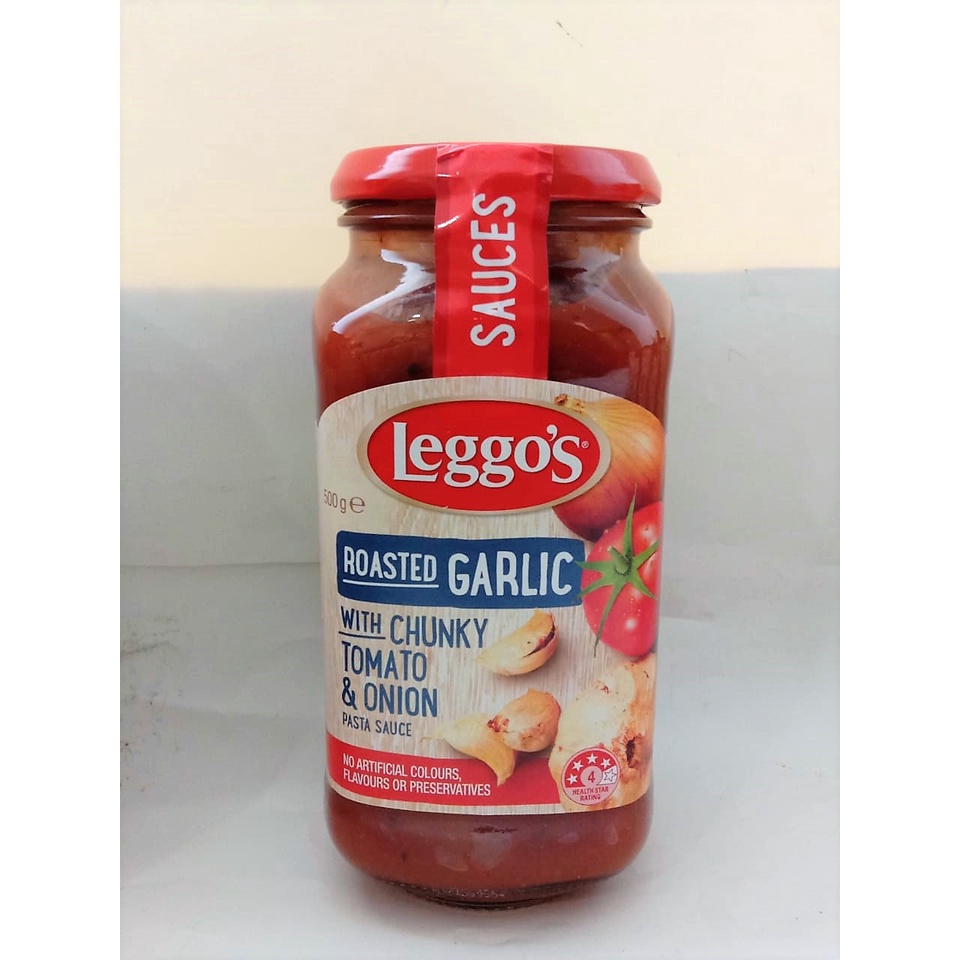 

LEGGOS ROASTED GARLIC WITH CHUNKY TOMATO & ONION PASTA SAUCE 500 GR / SAUS PASTA