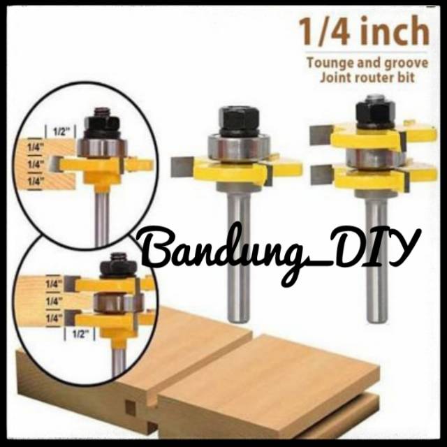 Mata router profile sambung kayu 2pcs  tounge Dan groove  router bit