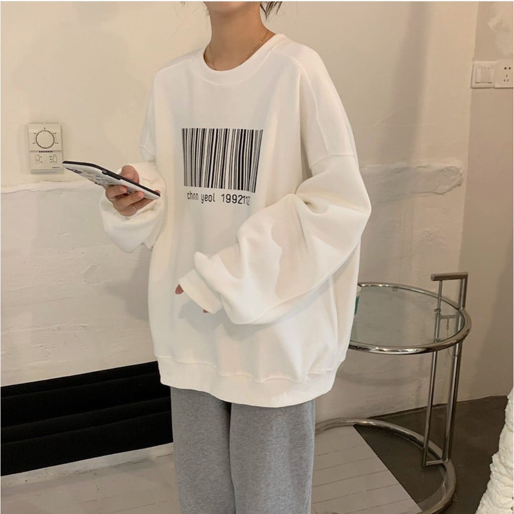 CREWNECK BARCODE SWEATER OVERSIZE - SWEETSHIRT SWEATER WANITA-1