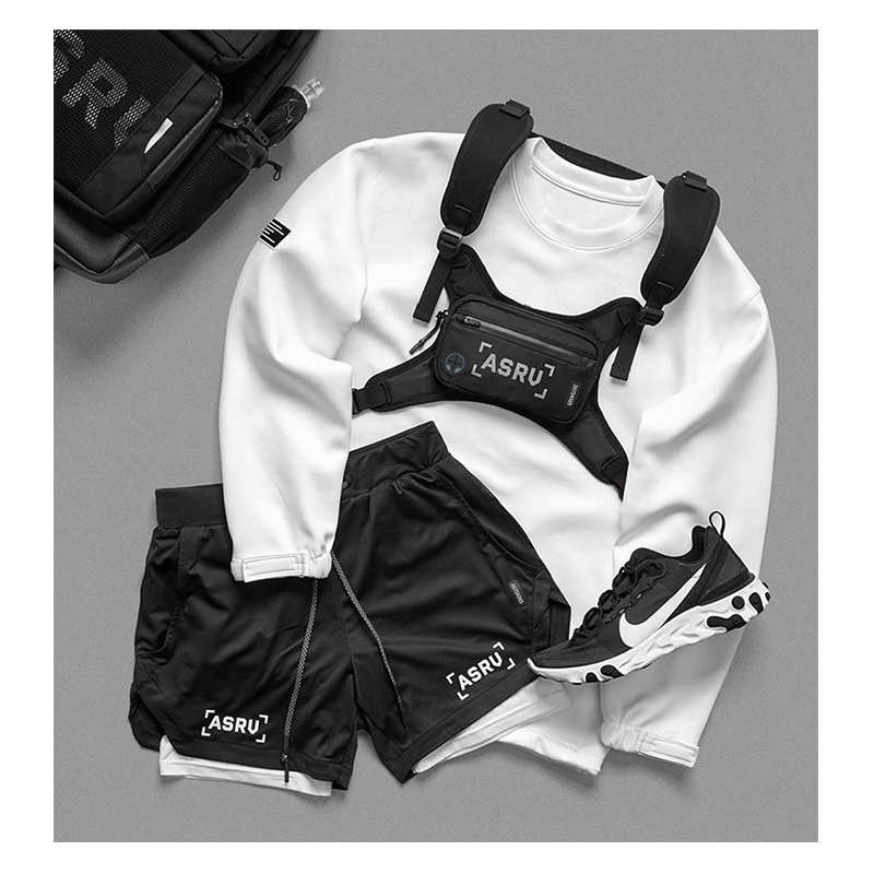 SmallLee Fashion Dada Tas Rig untuk Pria Tas Pinggang Hip Hop Streetwear Fungsional Taktis Dada Tas Ponsel Pria Fanny Pack Kasual