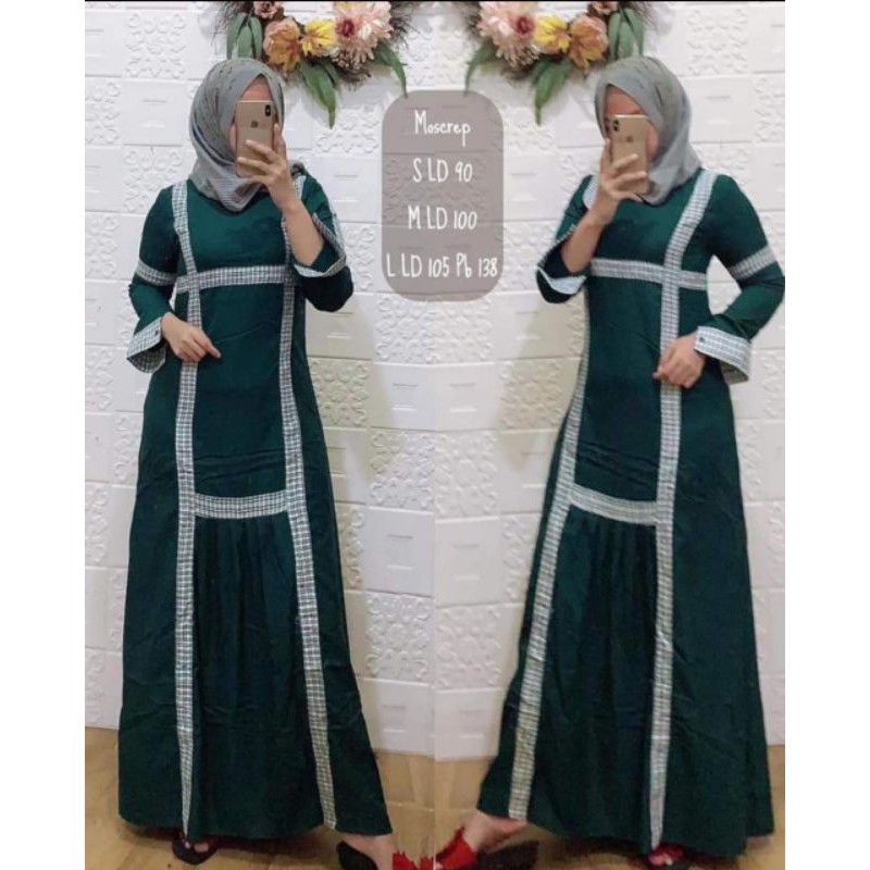gamis polos motif garis