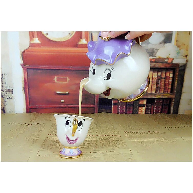 Hot sale New Cartoon Beauty and The Beast Tea Set Teapot Cup Mrs Potts Chip Mug Kettle Milk Coffee