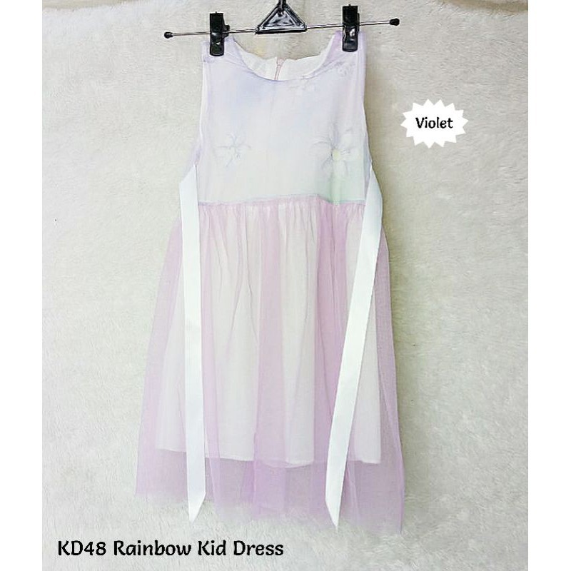 Dress Anak Tile Impor Furing Flower Rainbow Party Gaun Kid Import Tutu Skirt Cheongsam KD48