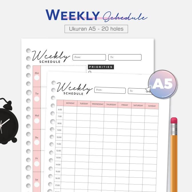 

Loose Leaf A5 Weekly Schedule - Kertas Binder by Bukuqu