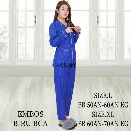 ISANNY PIYAMA SET PP SIZE.L/SATEN EMBOS PP/BAJU TIDUR/READY STOK/REAL PICT