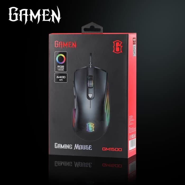 Mouse Gaming GAMEN GM1500 6400DPI Optical Positioning Technology with 6 Lighting Effects Modes