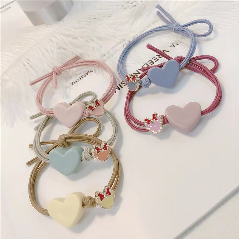 Ikat Rambut Korean Acrylic Love Rubber HairBand Aksesoris Rambut Import