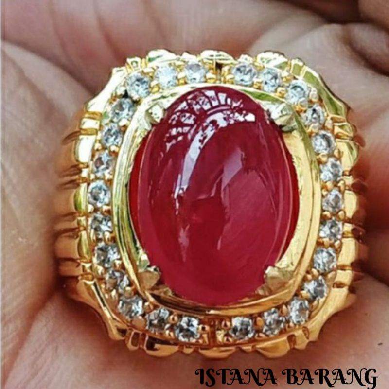 CINCIN BATU PERMATA RUBY MADAGASCAR KRISTAL 100%ORI