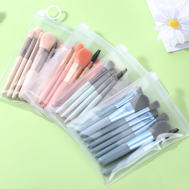 T&amp;Y Kuas Make Up 8 IN 1 Free Pouch Make Up Brush 8Pcs Mini Travel Cosmetic Brush Make Up Tools Set