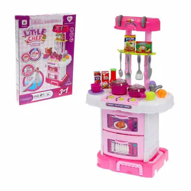 [Jualsemua18](W097)LITTLE CHEF MAINAN KITCHEN SET KOPER TROLLEY TARIK