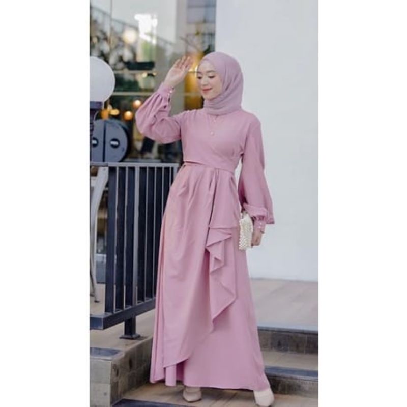 DRES KONDANGAN CRINCLE AIRFLOW SADA DRESS BAJU GAMIS REMAJA TERBARUJUMBO  MEWAH