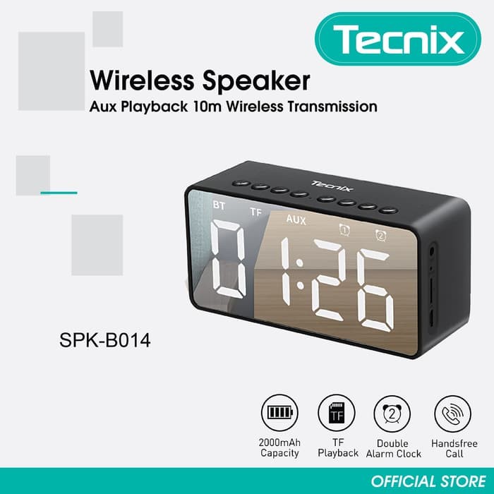 Speaker Bluetooth Tecnix SPK-B014 Speaker With Alarm Clock Digital