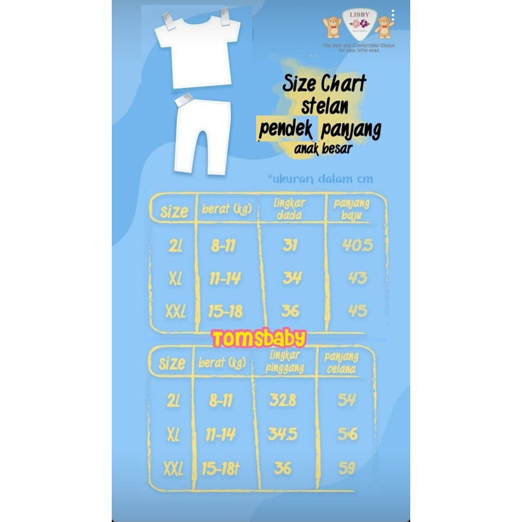 [TOMS] [BUNDLE HEMAT 3stel] [2L XL XXL] LIBBY (3stel) Oblong Pendek (Kancing Bahu) + Celana Panjang PRINT Big Size SML Besar (24-40bln)