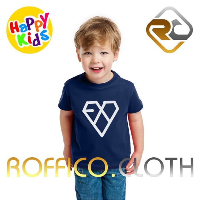Tshirt Baju Kaos Anak Logo EXO - Biru Navy