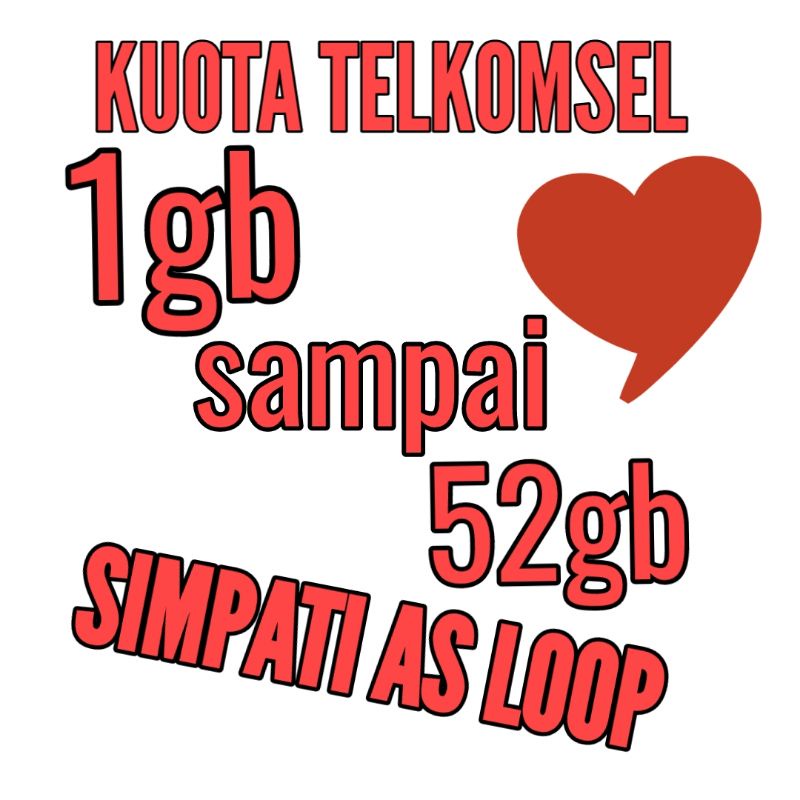 promo paket data kuota telkomsel  simpati as dan loop 1gb 32gb hingga 52gb