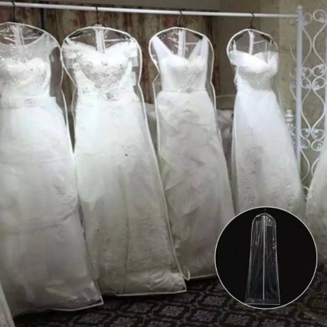 Cover gaun baju pengantin / cover gantungan gaun / pelindung gaun bridal