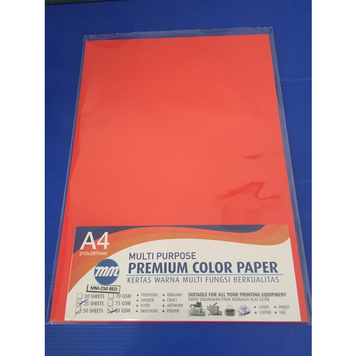 

HVS Warna A4 80gr MM-250 Red (1 rim)