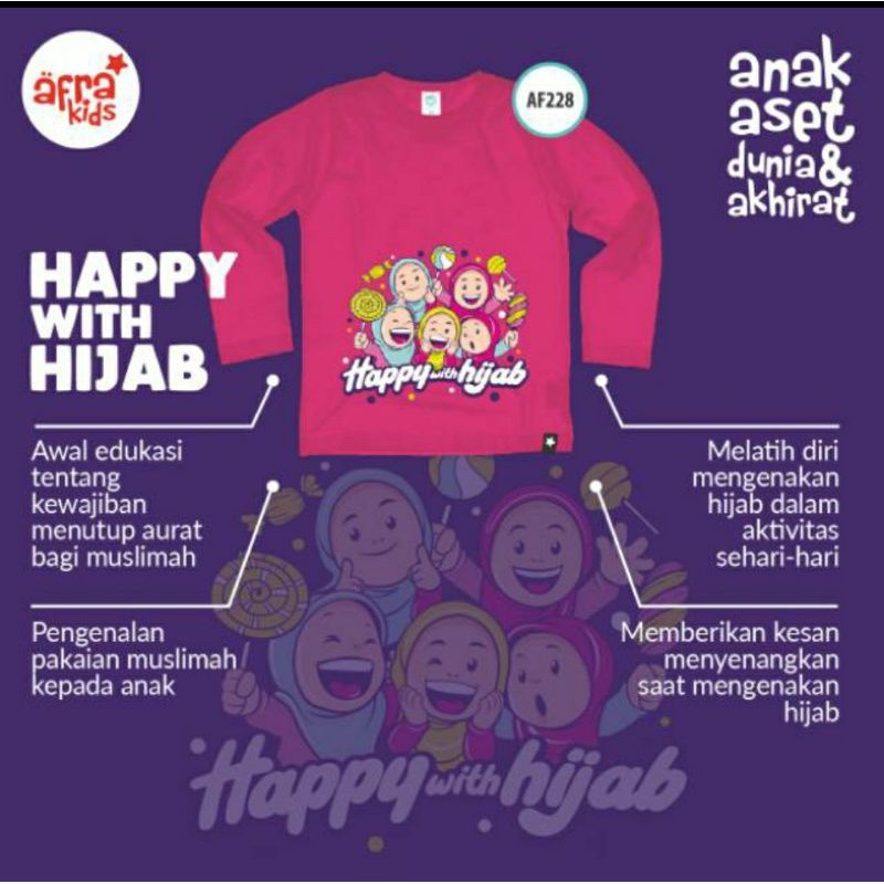 BIG PROMO Afrakids AF228 &quot;Happy with Hijab&quot; Lengan Panjang