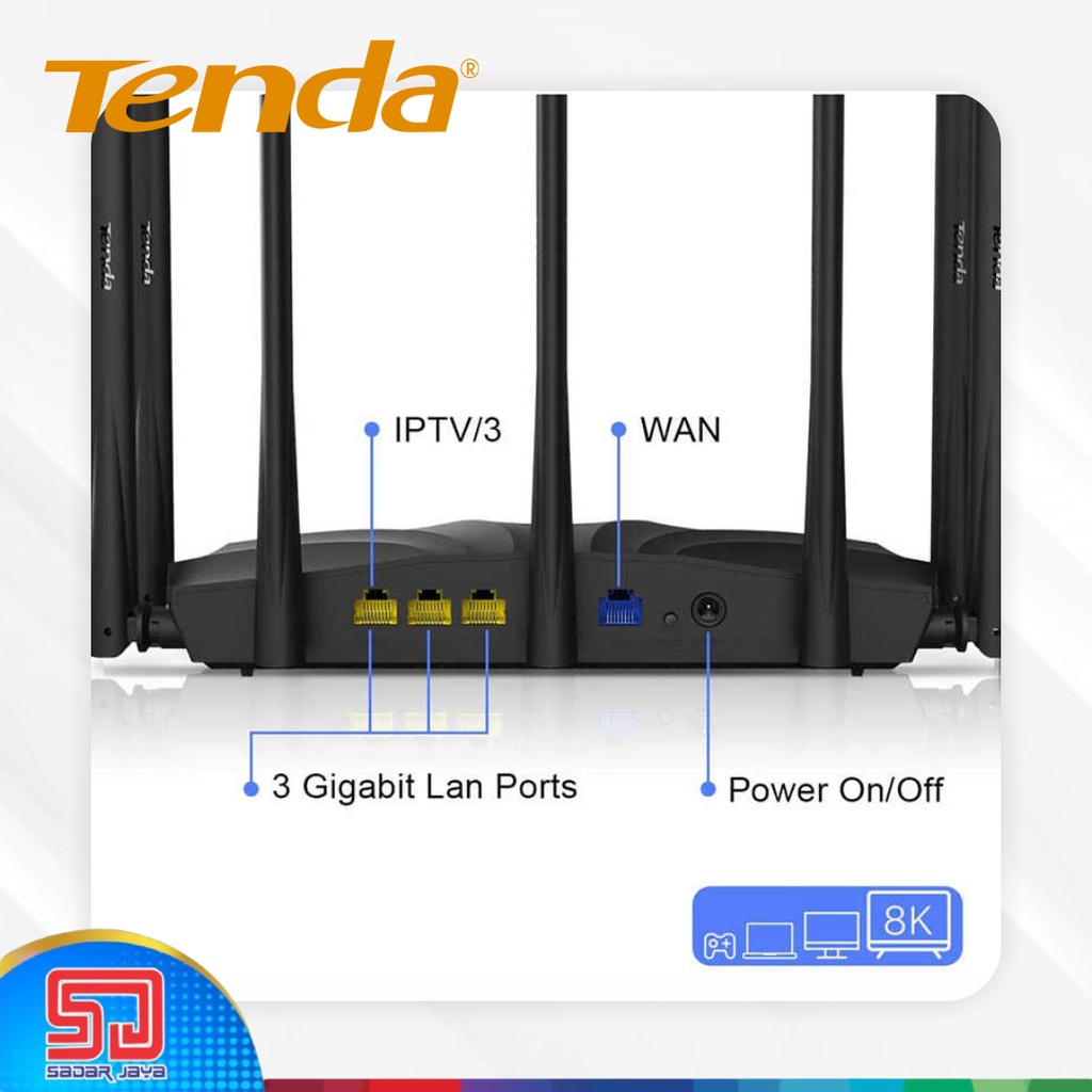 Tenda Router AC23 2.4GHz + 5GHz AC2100 Smart Nirkabel Antena Dual Band Gigabit WiFi