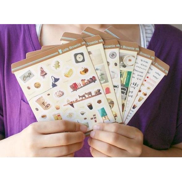 

sticker motif cafe brownie quality import,jual perpack isi 5 lembar